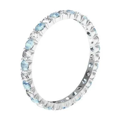 1.00cttw Diamond and Aquamarine Eternity Band