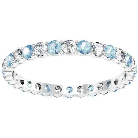 1.00cttw Diamond and Aquamarine Eternity Band