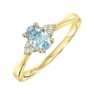 10Kt Yellow Gold Diamond 1/20Ctw & Aquamarine 3/8Ctw Ring