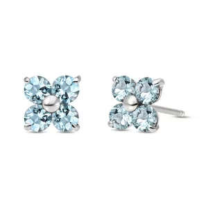 1.15 Carat 14K Solid White Gold Love Beam Aquamarine Earrings