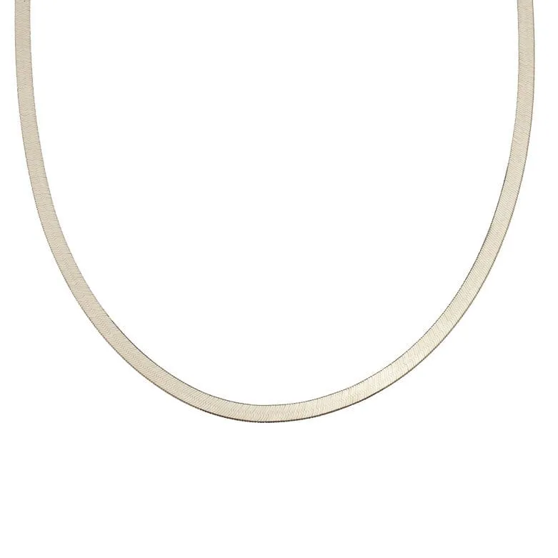 14K & 18K Gold Herringbone Chain Necklace 4.5mm