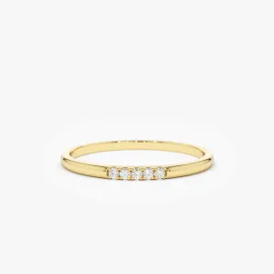 14K Gold 5 Stone Pave Diamond Band