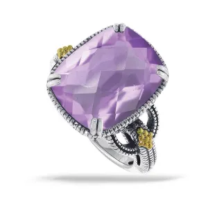 14K Gold And 925 Sterling Silver Ring In Pink Amethyst (145NR5979TPA)