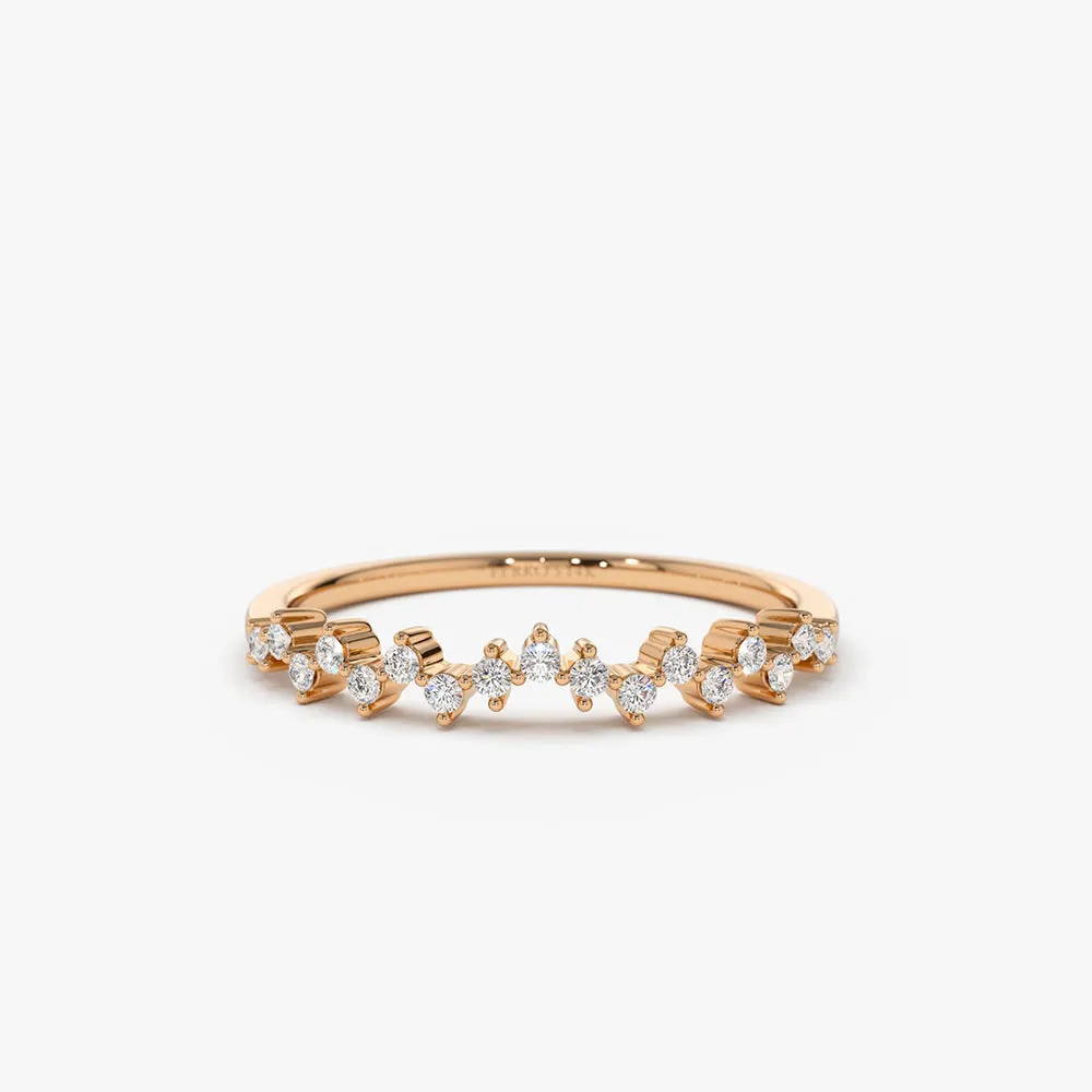 14K Gold Zig Zag Diamond Wedding Band