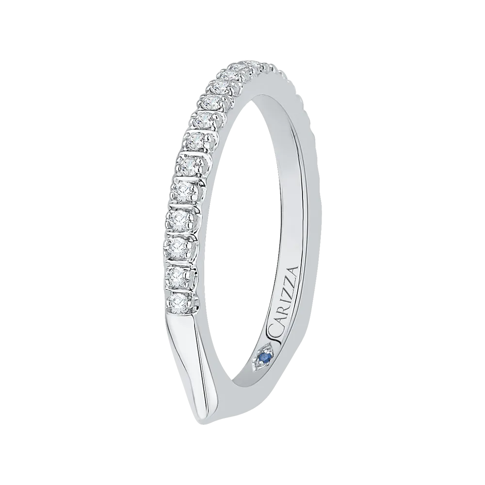 14K White Gold Half Eternity Diamond Wedding Band with Euro Shank