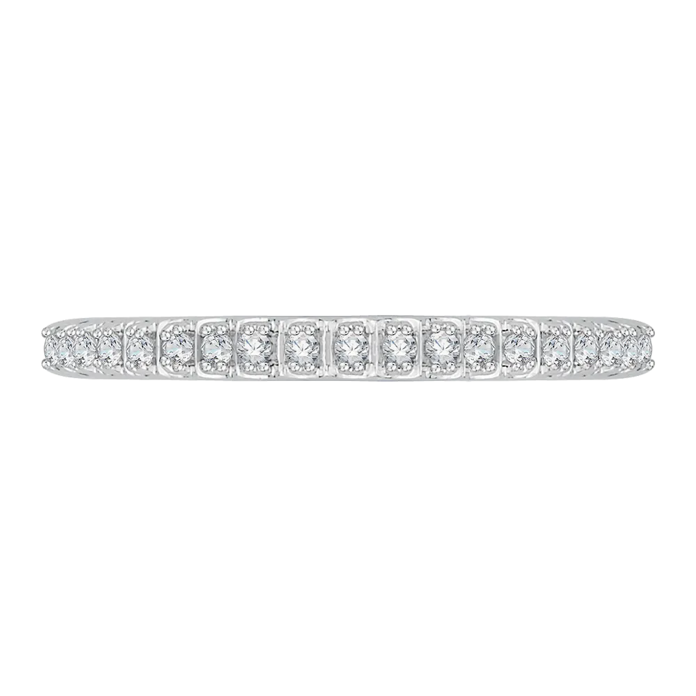 14K White Gold Half Eternity Diamond Wedding Band with Euro Shank