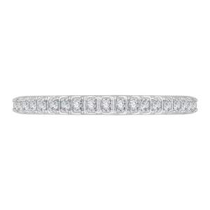 14K White Gold Half Eternity Diamond Wedding Band with Euro Shank