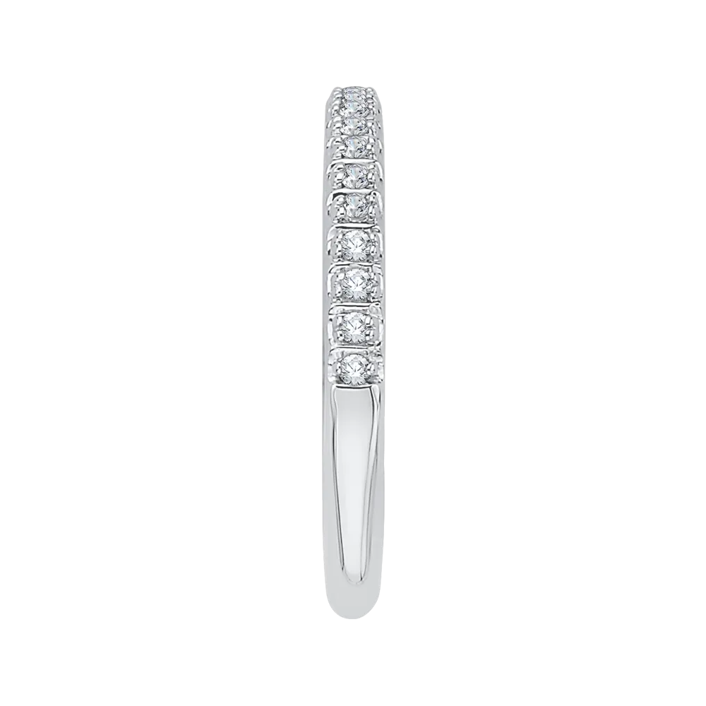 14K White Gold Half Eternity Diamond Wedding Band with Euro Shank