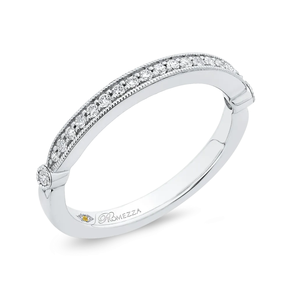 14K White Gold Round Diamond Half Eternity Wedding Band