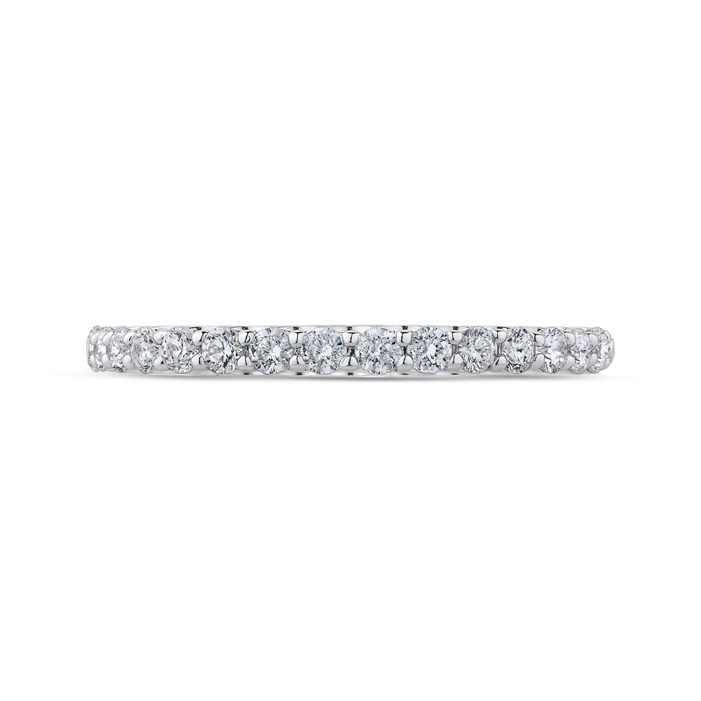 14K White Gold Round Diamond Half Eternity Wedding Band