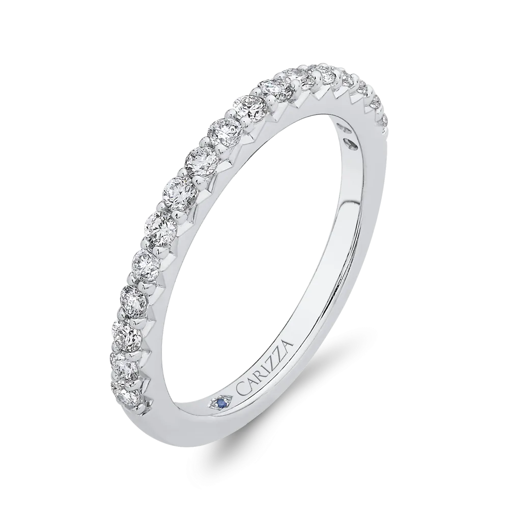 14K White Gold Round Diamond Half Eternity Wedding Band