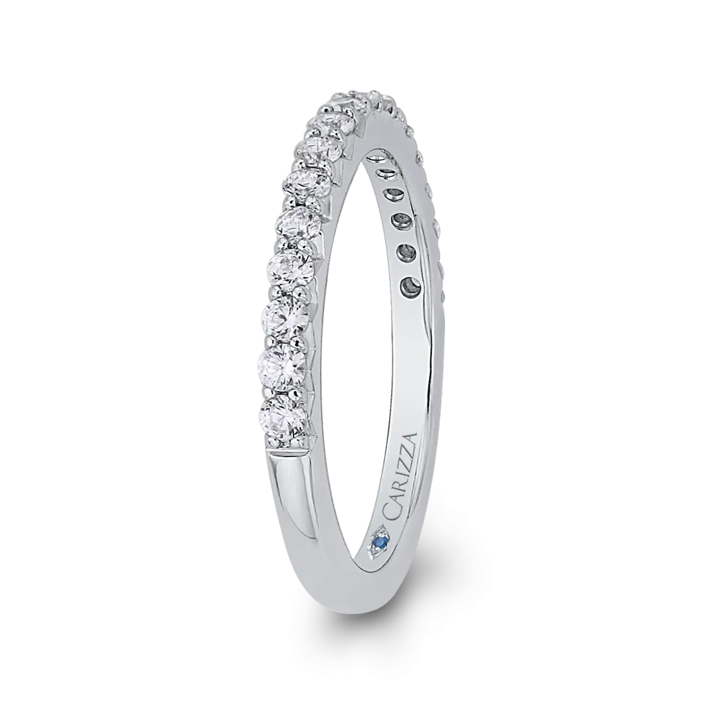 14K White Gold Round Diamond Half Eternity Wedding Band