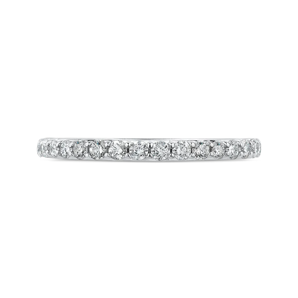 14K White Gold Round Diamond Half Eternity Wedding Band