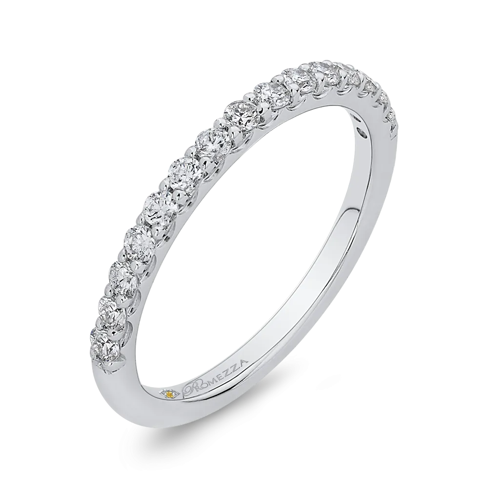 14K White Gold Round Diamond Half Eternity Wedding Band