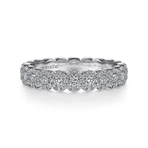 14K White Gold Round Diamond Halo Anniversary Band - 0.55ct