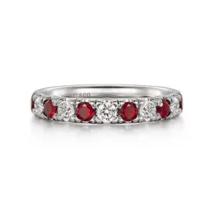 14K White Gold Stackable Ruby and Diamond Ring