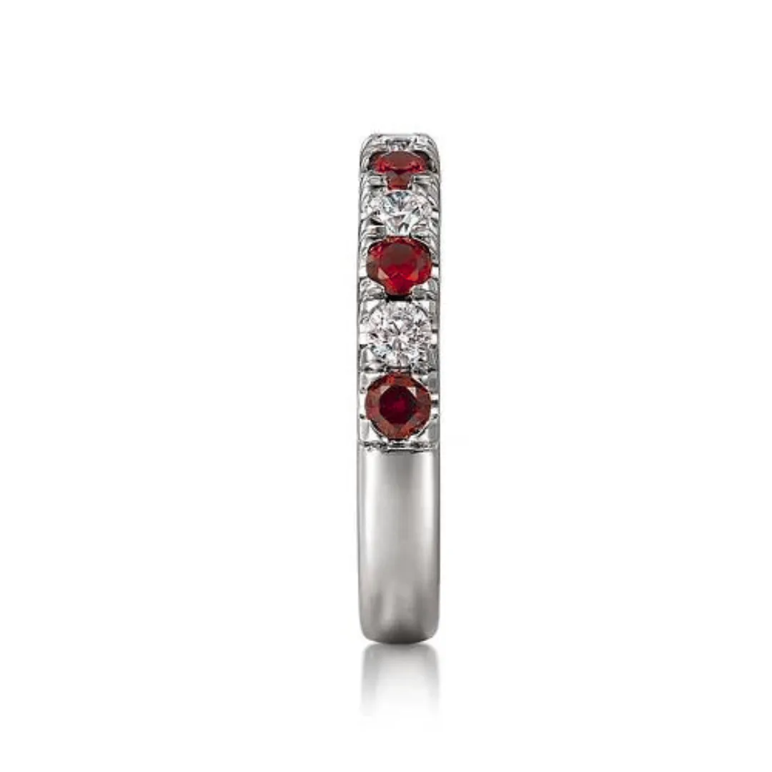 14K White Gold Stackable Ruby and Diamond Ring