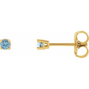 14K Yellow 2.5 mm Natural Aquamarine Stud Earrings