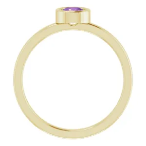 14K Yellow 4.5 mm Natural Amethyst Ring