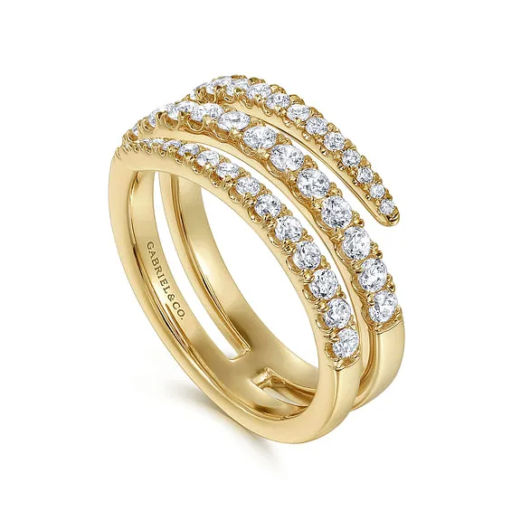 14K Yellow Gold Diamond Spikes Wrap Ladies Ring