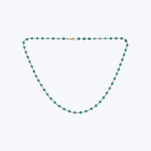 14K Yellow Gold Turquoise Disc Necklace