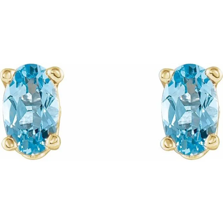 14K Yellow Natural Aquamarine Earrings