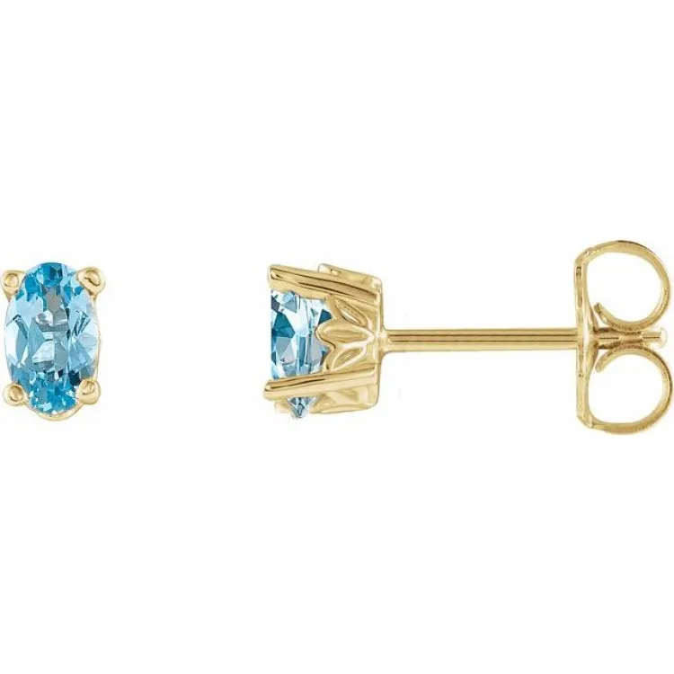 14K Yellow Natural Aquamarine Earrings