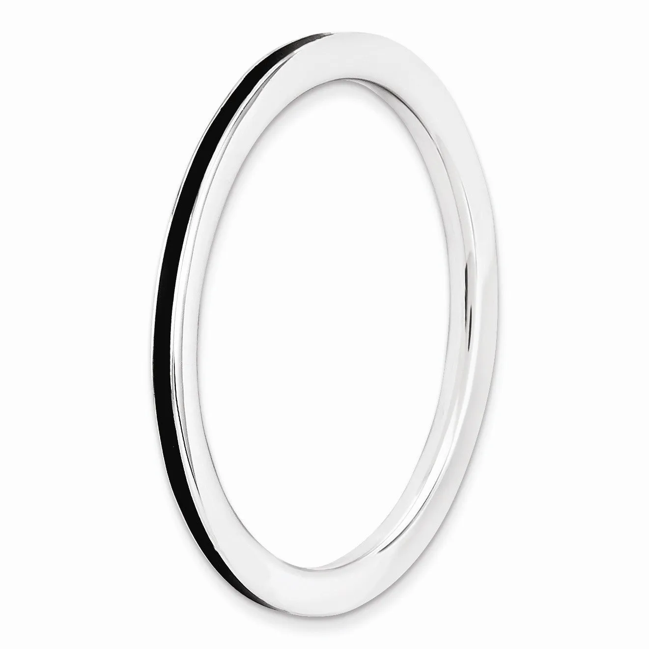 1.5mm Sterling Silver Stackable Black Enameled Band