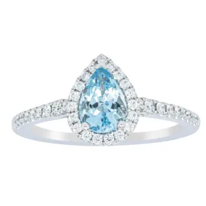 18ct White Gold .66ct Aquamarine & Diamond Mini Sierra Ring