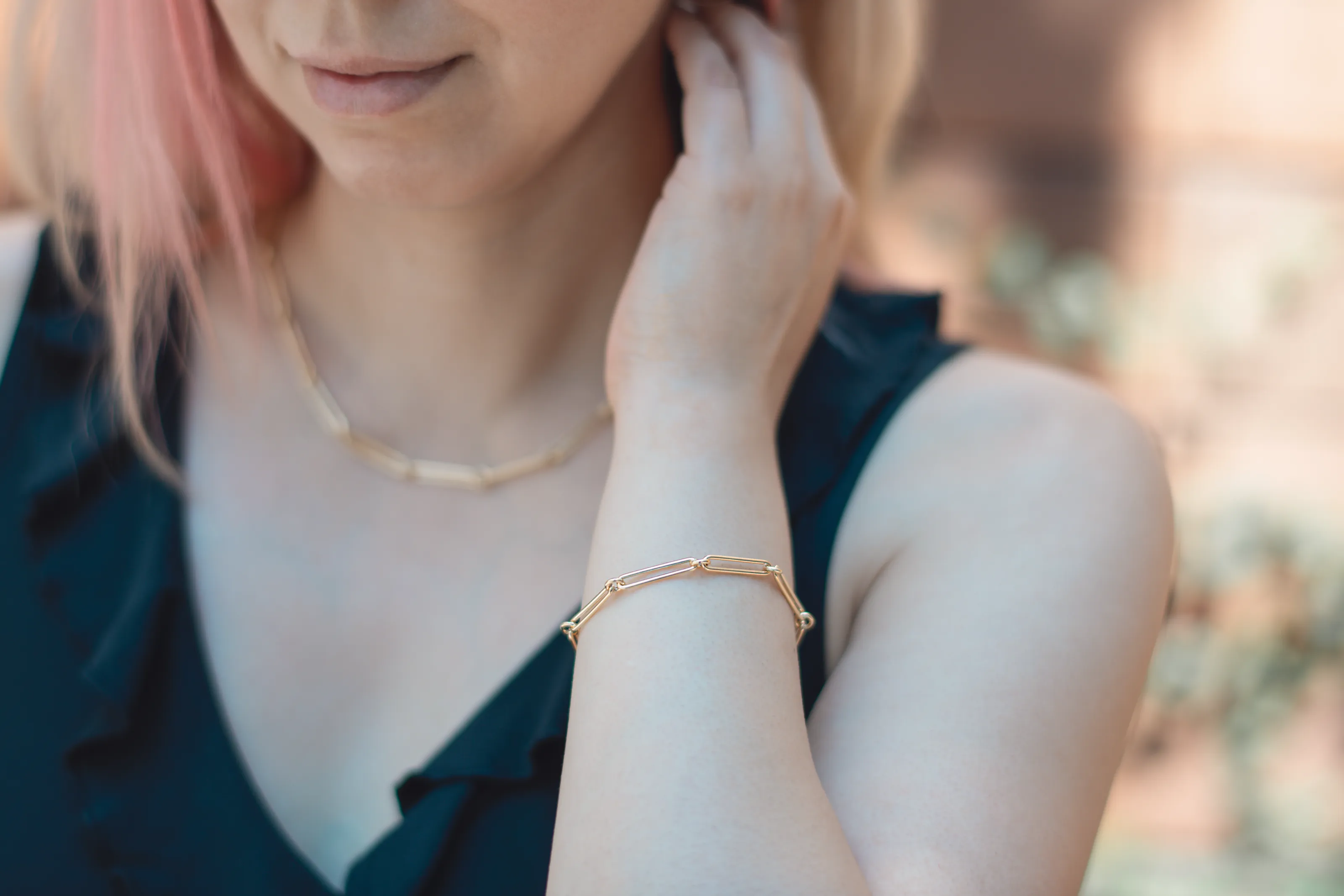 18K Yellow Gold Paperclip Chain Bracelet