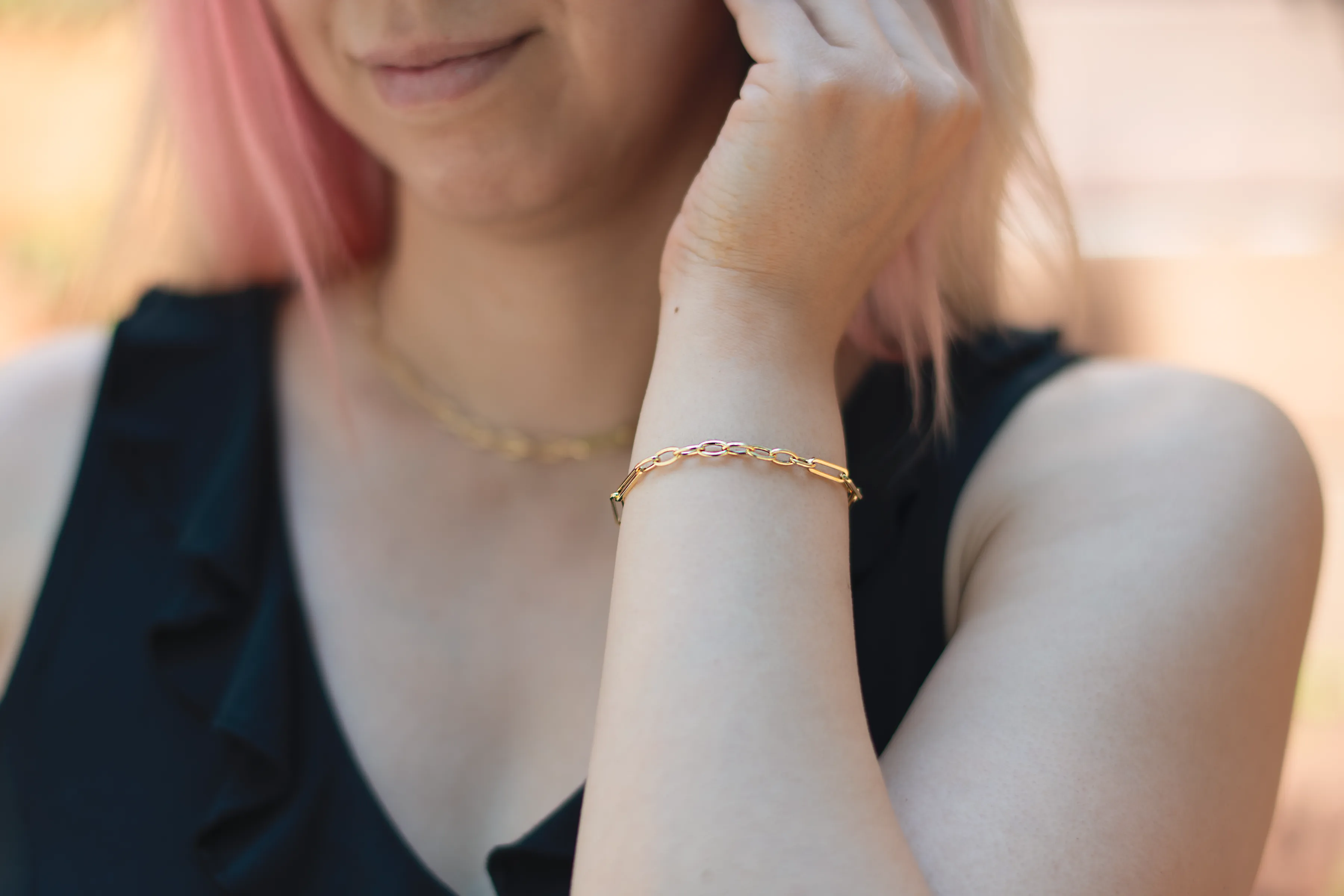 18K Yellow Gold Paperclip Chain Bracelet