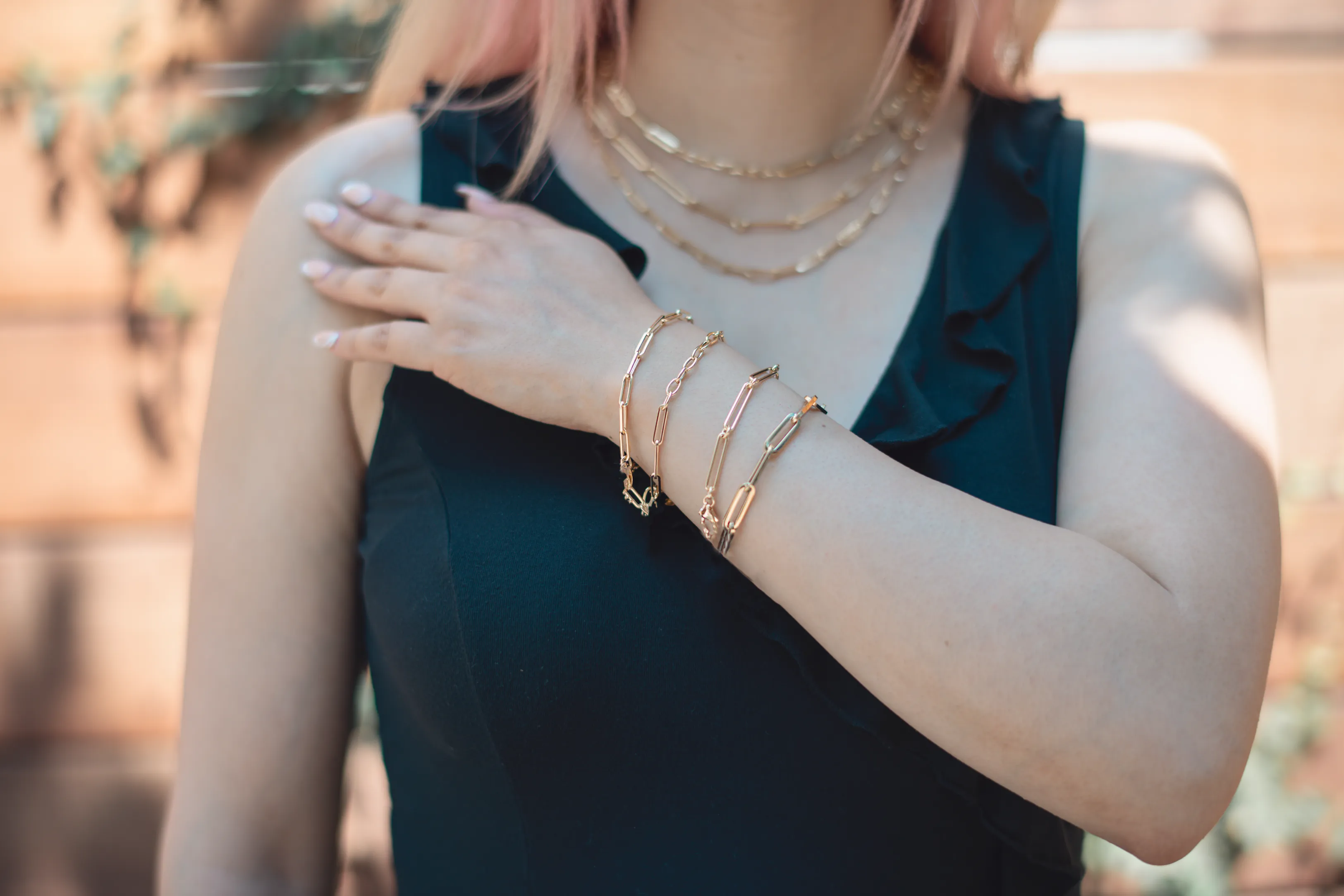 18K Yellow Gold Paperclip Chain Bracelet