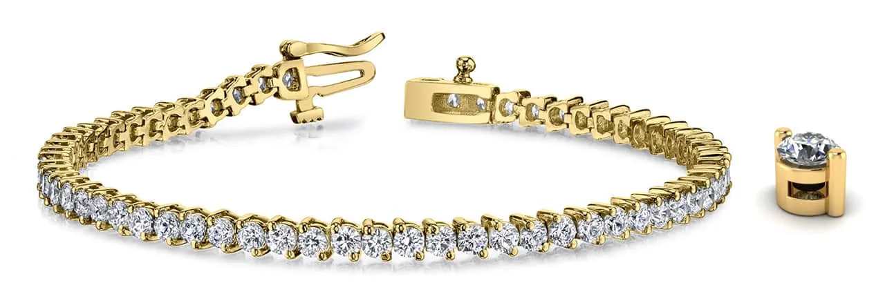 2 Prong Set Round Diamond  Tennis Bracelet with 8.05 ct.(finished) 3.6mm