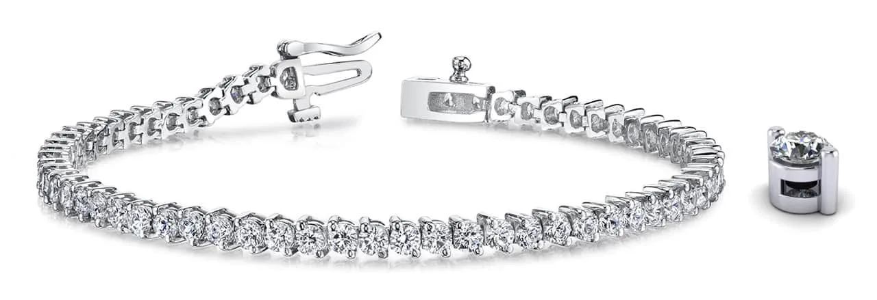 2 Prong Set Round Lab-Grown Diamond Tennis Bracelet with 8.05 ct.(finished) 3.6mm