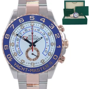 2016 MINT Rolex Yacht-Master II 116681 Steel Everose Gold Blue hands 44mm Watch Box