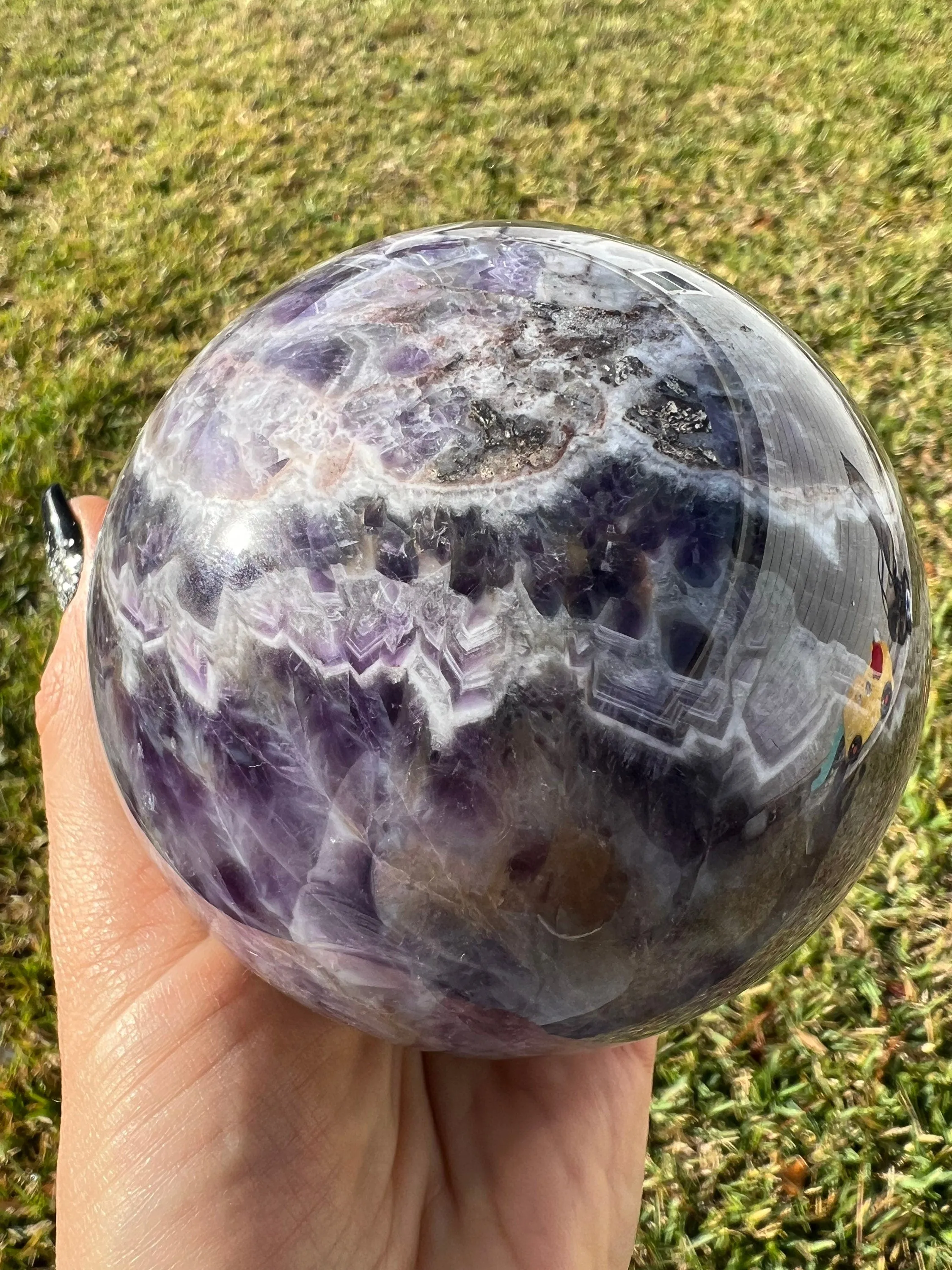 2lb 2oz Chevron amethyst a sphere 90mm