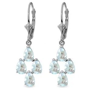 3.9 Carat 14K Solid White Gold Attain Goodness Aquamarine Earrings