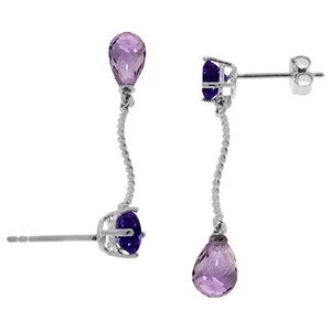 4.3 Carat 14K Solid White Gold Danglings Earrings Natural Amethyst