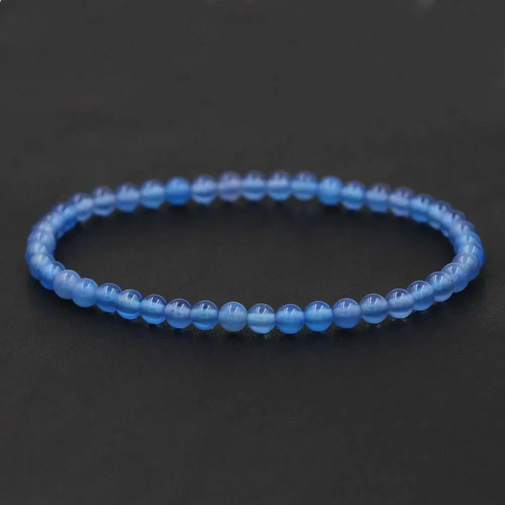 4mm Natural Stone Lapis Lazuli Bead Stretch Bracelet for All