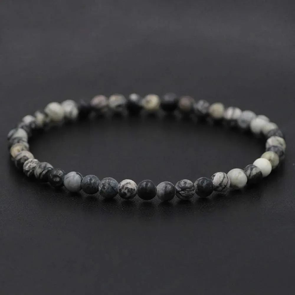 4mm Natural Stone Lapis Lazuli Bead Stretch Bracelet for All