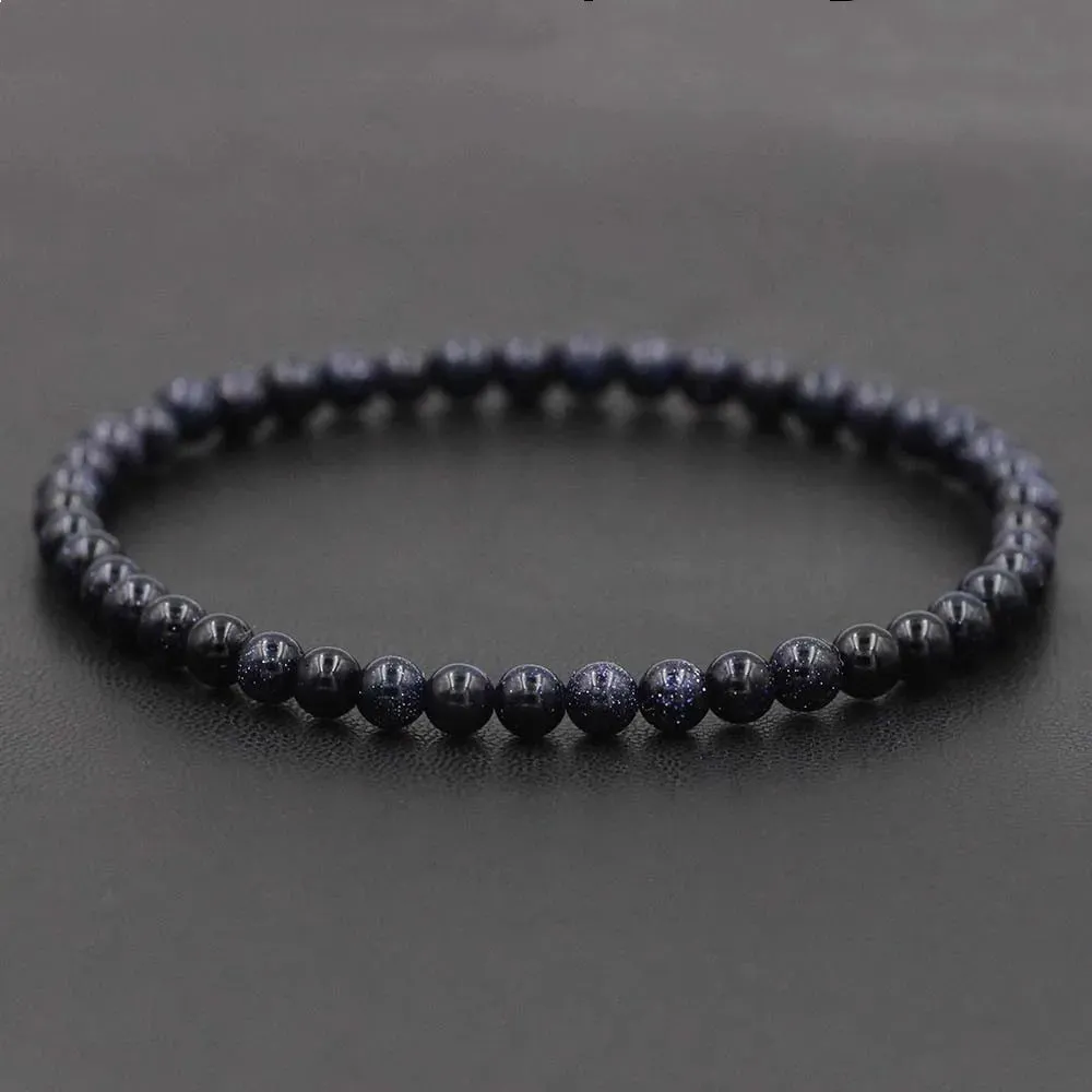 4mm Natural Stone Lapis Lazuli Bead Stretch Bracelet for All