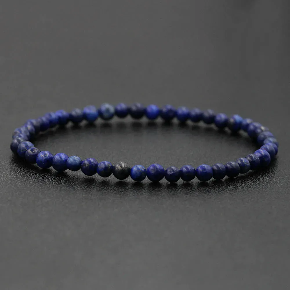 4mm Natural Stone Lapis Lazuli Bead Stretch Bracelet for All