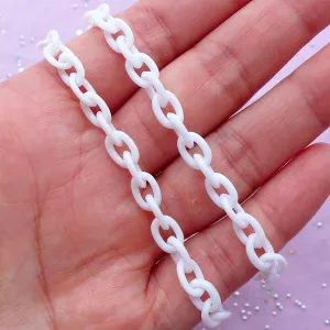 6mm Plastic Chain | Chunky Jewelry & Accessory Making (White / 2pcs x 38cm)