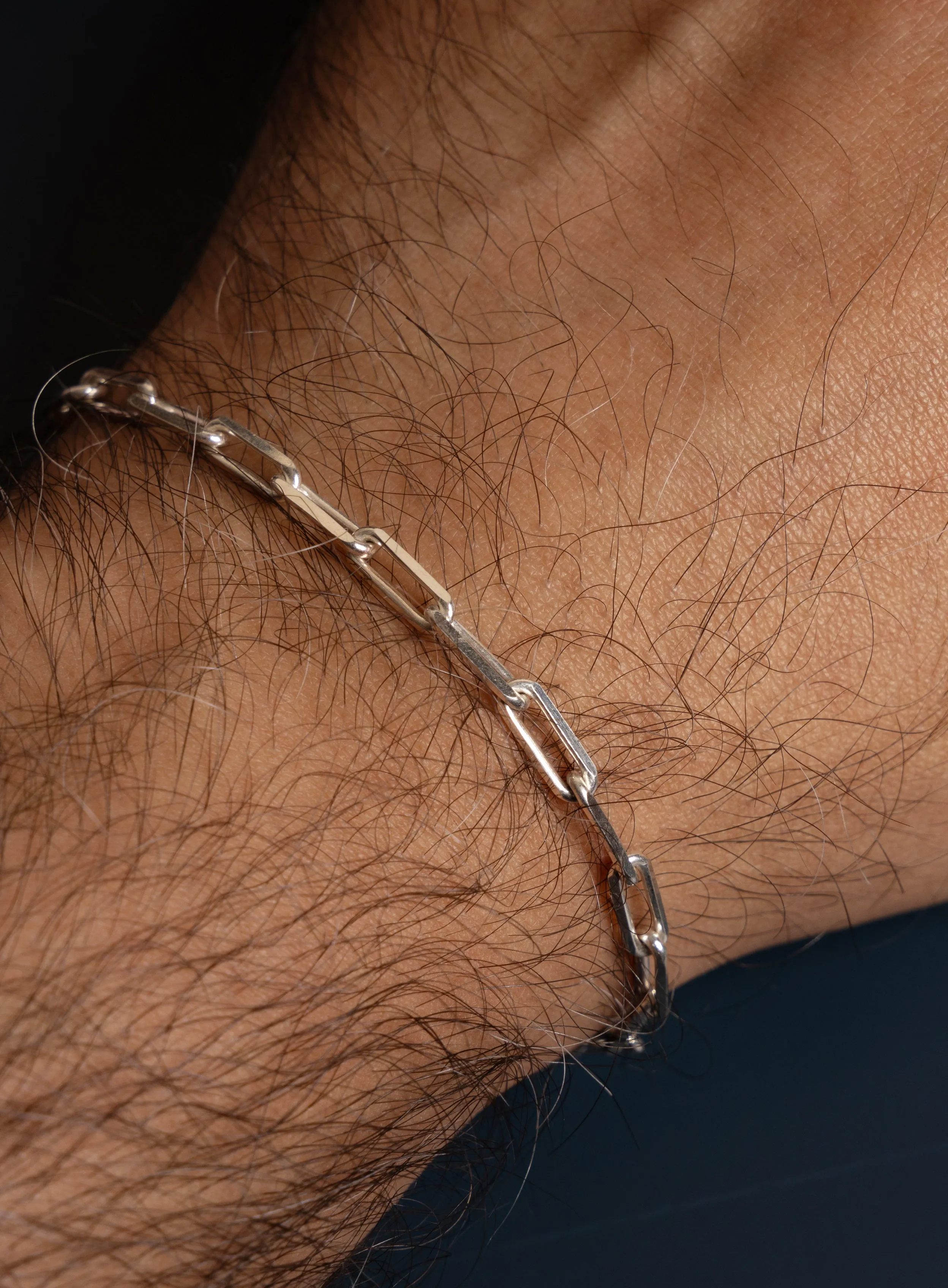 925 Sterling Silver Elongated Cable Chain Bracelet for Men