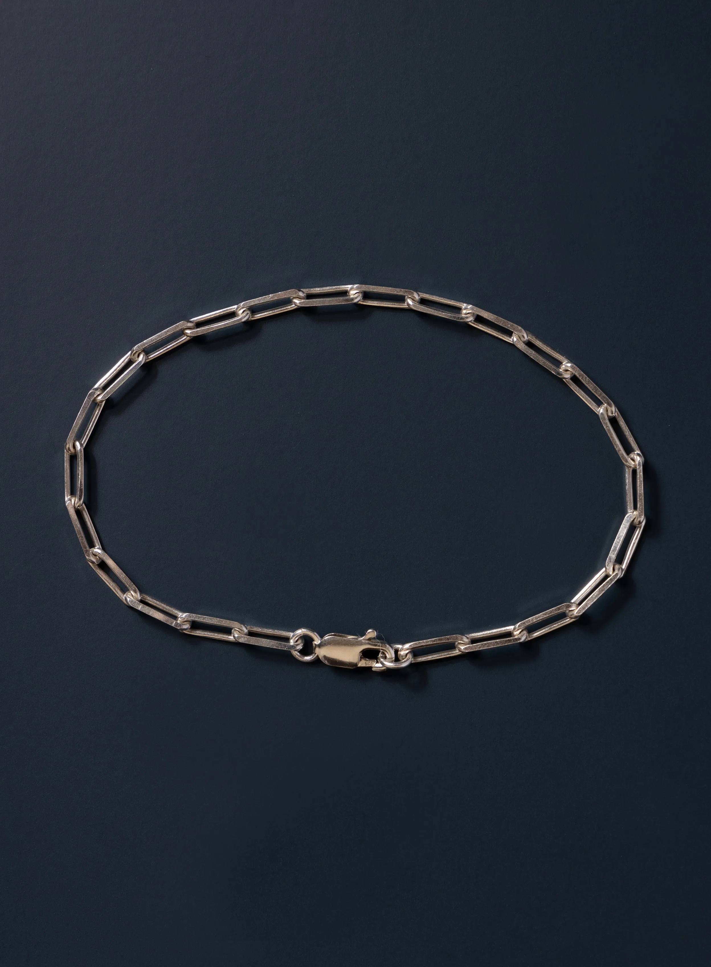 925 Sterling Silver Elongated Cable Chain Bracelet for Men