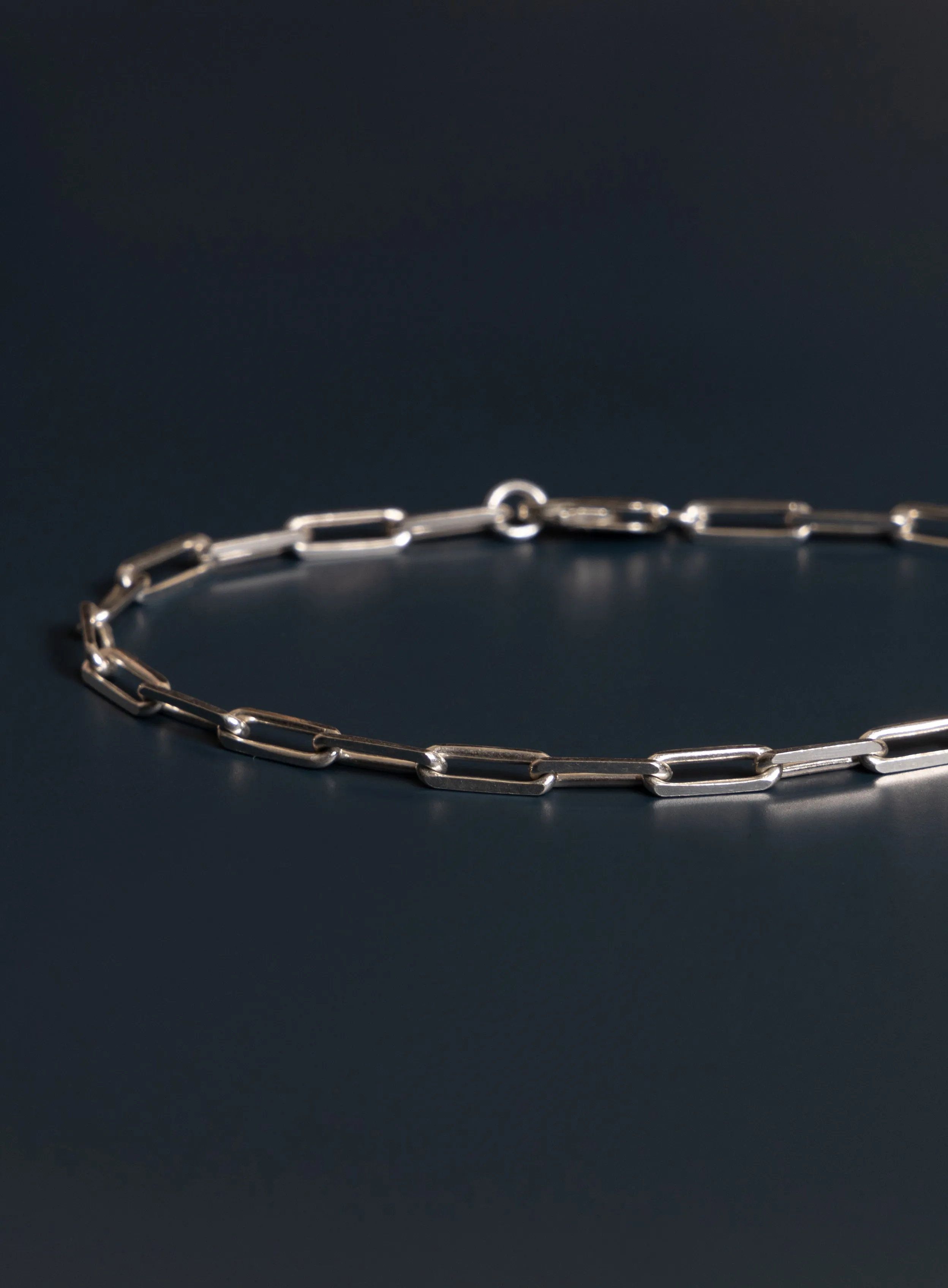 925 Sterling Silver Elongated Cable Chain Bracelet for Men