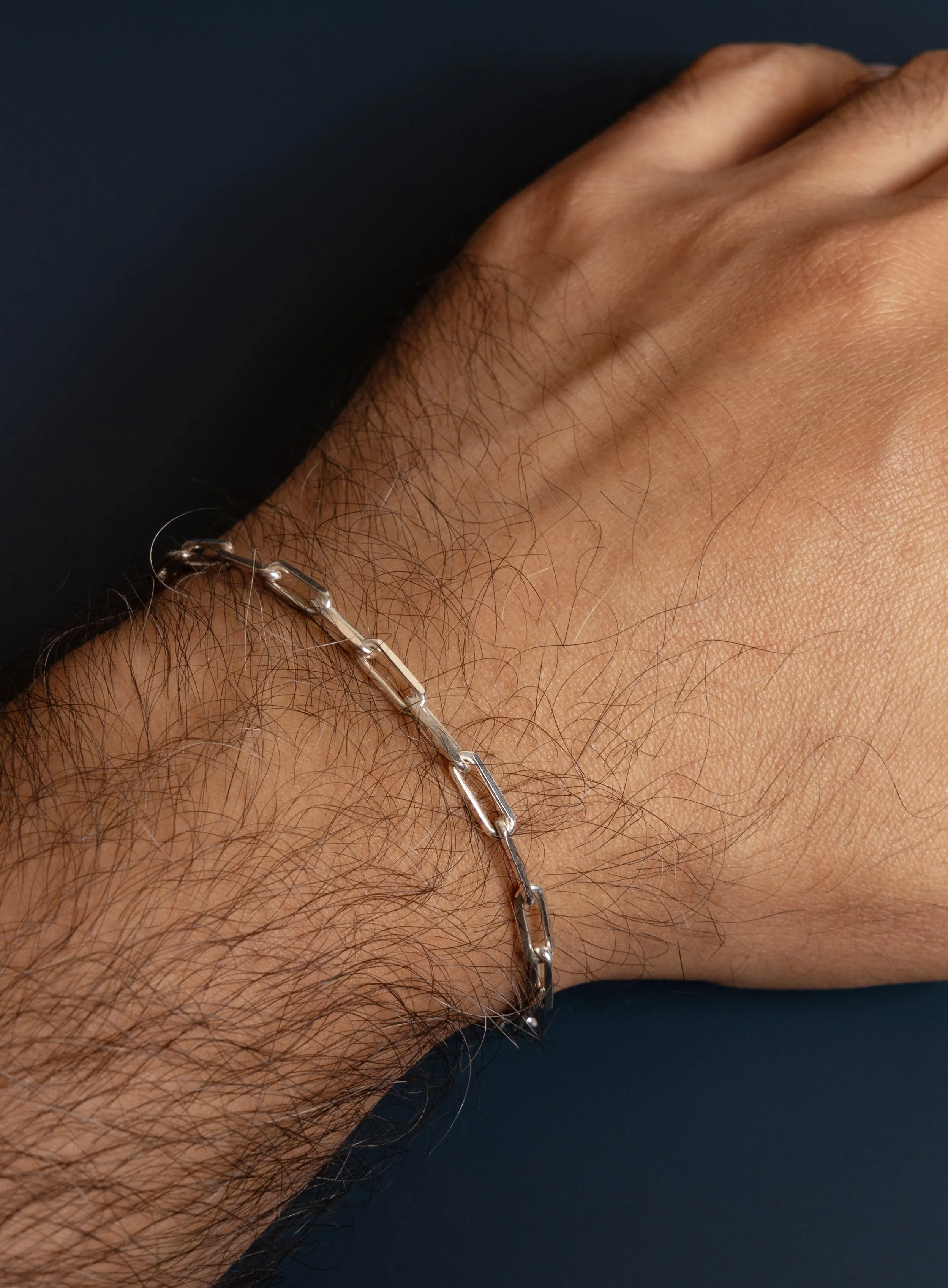 925 Sterling Silver Elongated Cable Chain Bracelet for Men