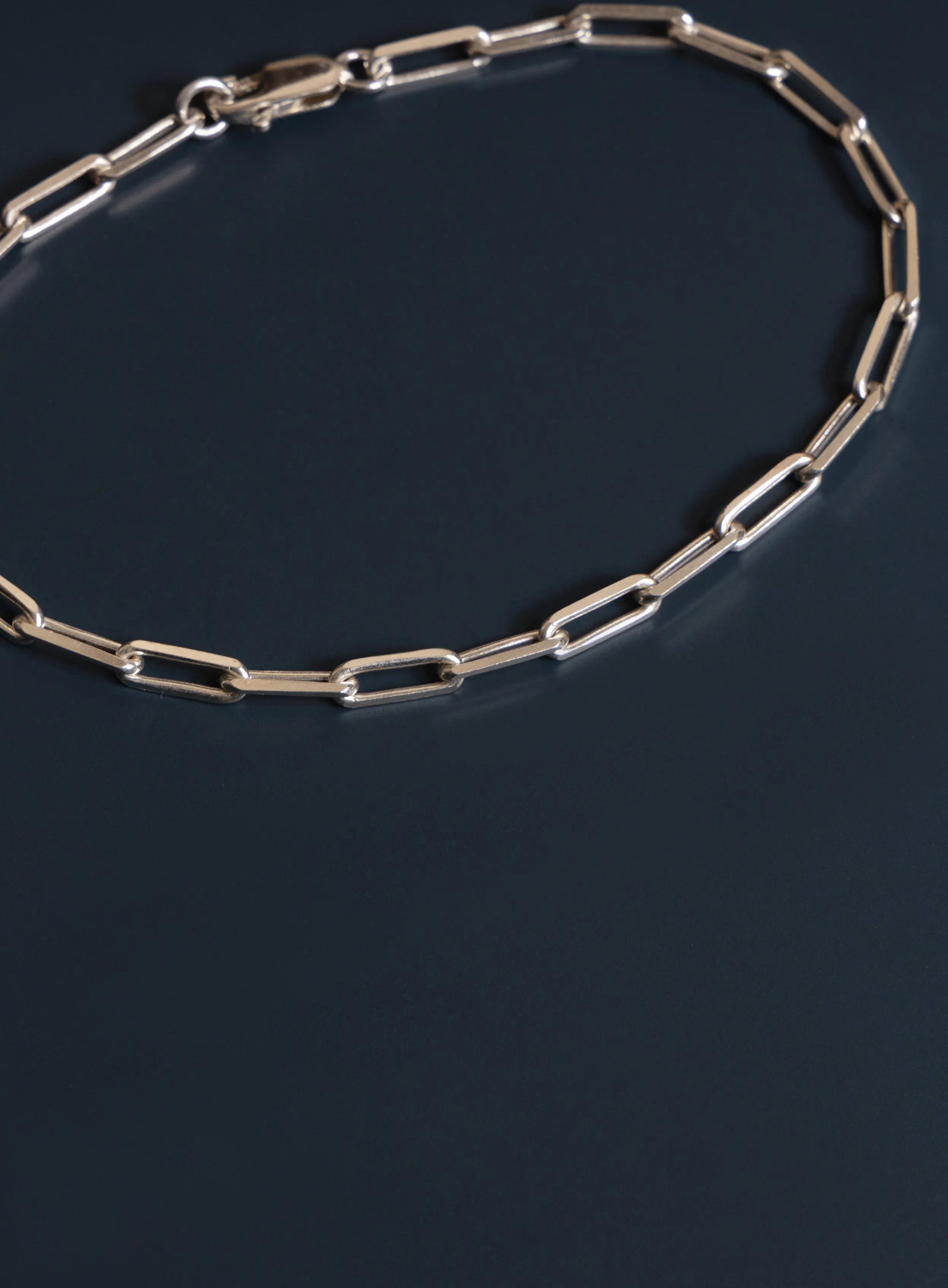 925 Sterling Silver Elongated Cable Chain Bracelet for Men