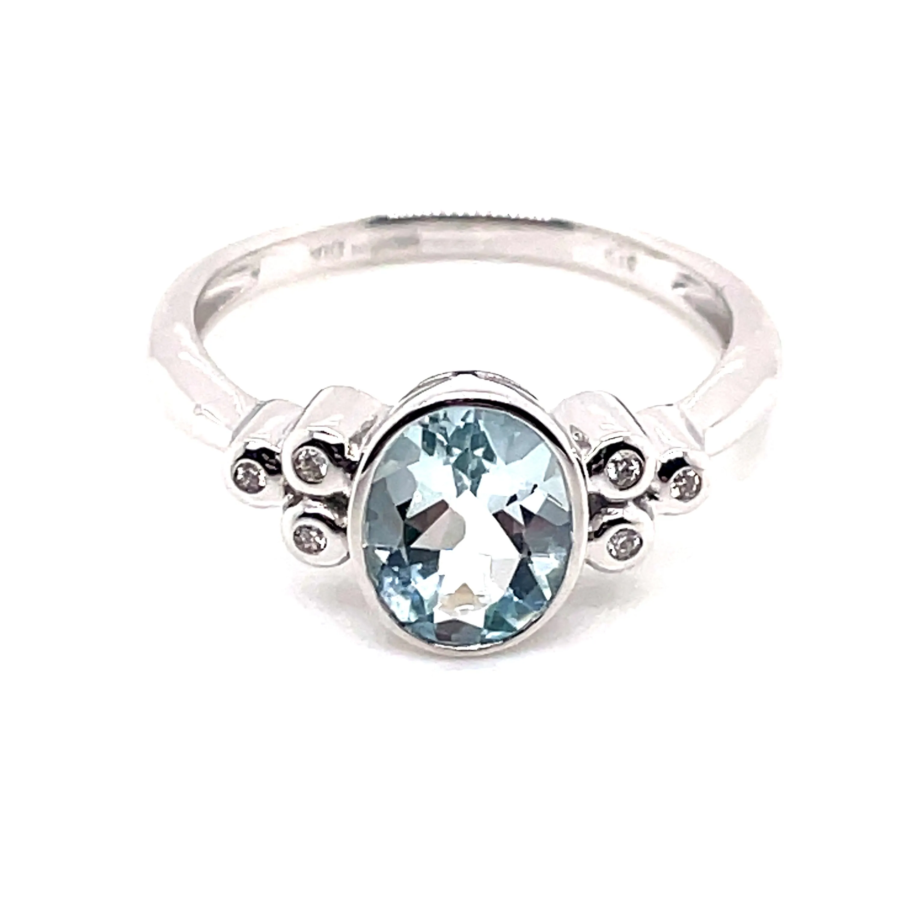 9ct White Gold 1ct Earth Grown Aquamarine & Diamond Trilogy Ring