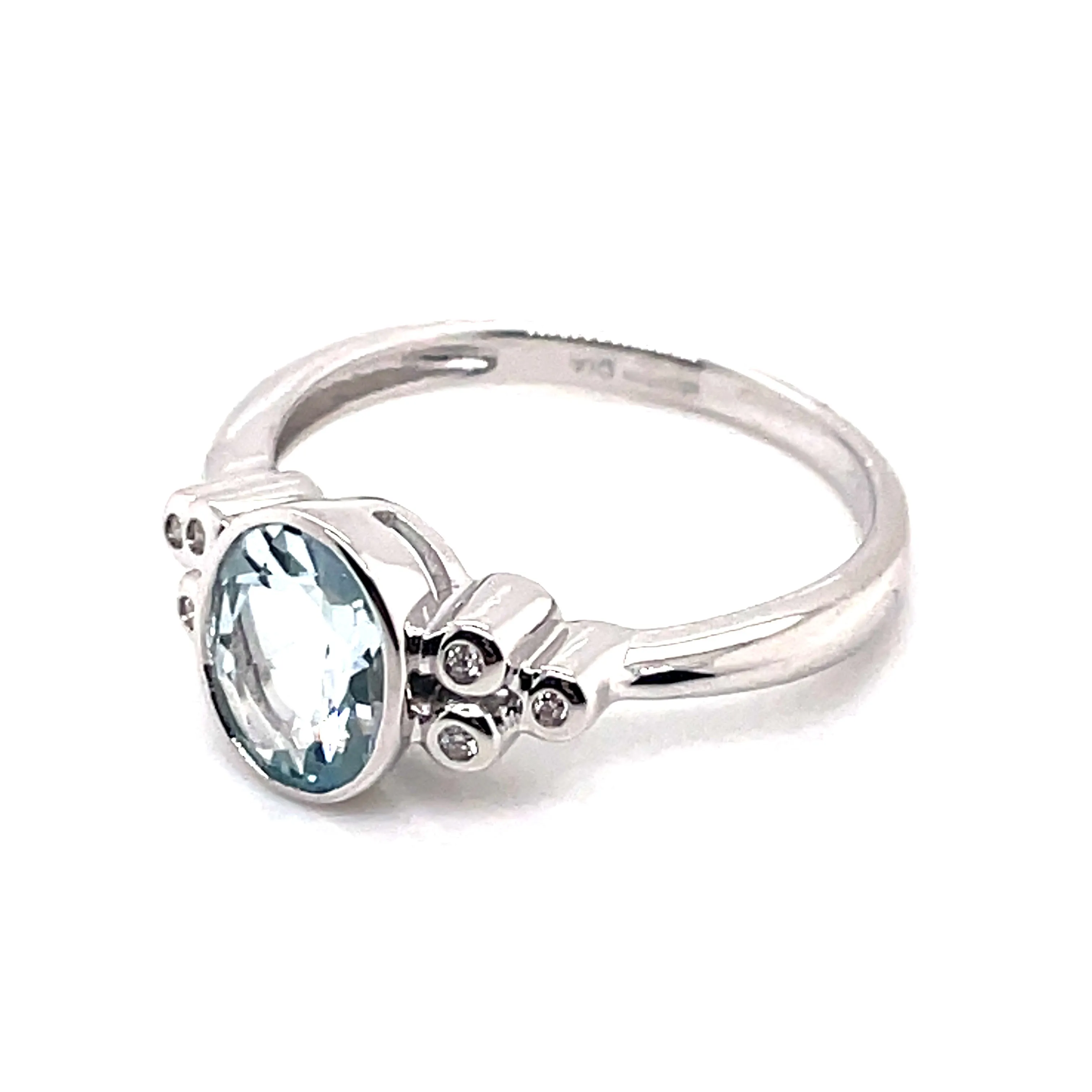 9ct White Gold 1ct Earth Grown Aquamarine & Diamond Trilogy Ring